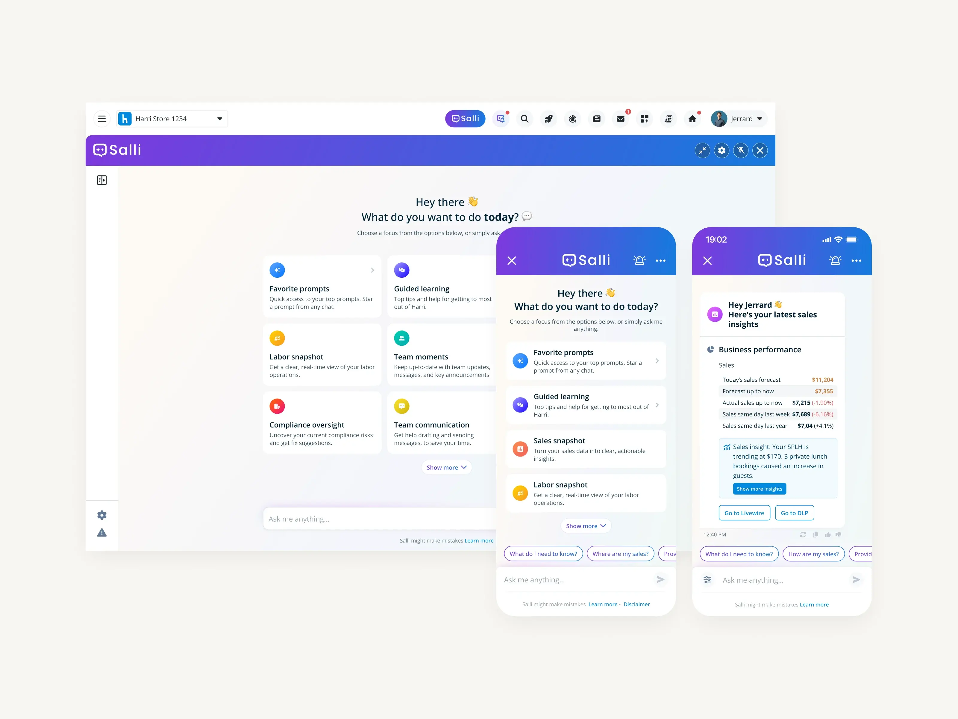 Salli — agentic AI workforce management interface
